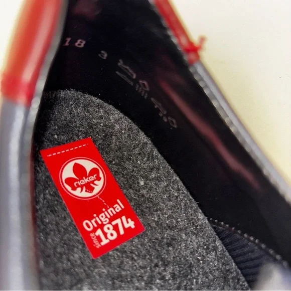 Rieker Liv 61 (L7561) sneakers in navy blue, red, and brown color block - Picture 9 of 11